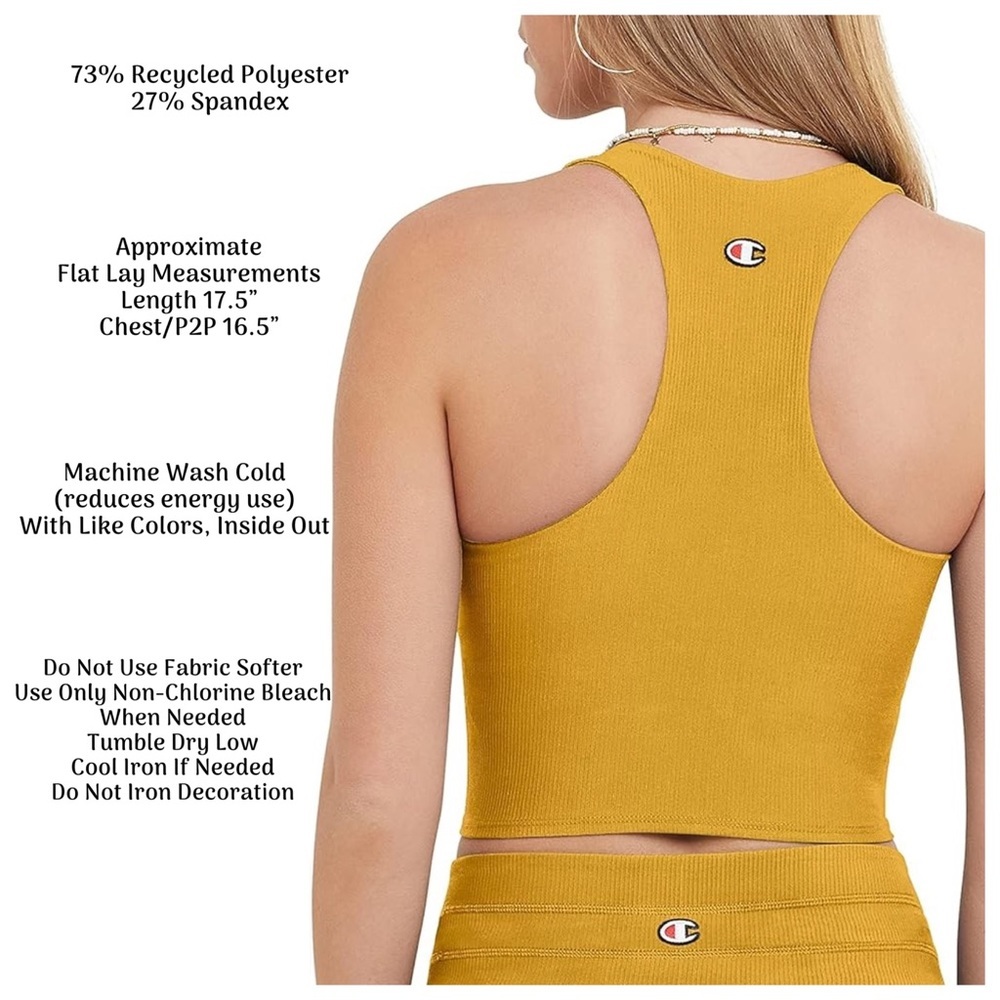 Champion C Logo Soft Touch Ribbed Cropped Tank Top - Picture 4 of 8